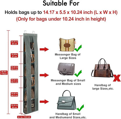Lirex Over the Door Organizer, 2 Pack Handbag Storage with 6-Tier Space-Saving for Door or Closet, Handbag Hanger, Dark Grey