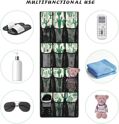 Cactus Hanging Storage Bags,Shoe Organizer Door Hanger,Space Saver Hanging Shoe Storage Hanging Bag,Unique Print