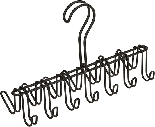 iDesign Classico Metal 14-Hook Horizontal Closet Organizer Rack for Ties, Belts, Hats, Purses, Towels, Jackets, 10.25" x 3.75" x 6.75" - Matte Black