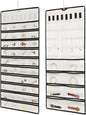 48 Pockets Hanging Jewelry Organizer with Necklace Straps, Double-Sided White Closet Jewelry Holder for Space-Saving Storage of Earrings, Bracelets & Necklaces