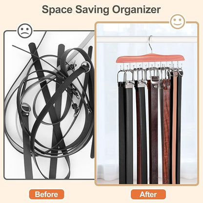 TOPIA HANGER Belt Hanger for Closet, Cedar Wooden Hangers with 20 Rotatable Hooks, Closet Organizers and Storage for Bra, Tank Top, Tie, Purse, Hat, Necklace- CT48U