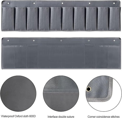 RVZONE RV Shoe Pockets 10 Pockets Heavy Hanging Bedside Storage Organizer with Sturdy Hooks Storage Pockets Hangs on bed for Shoes Toys and Tool Accessories