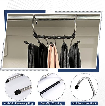 Generic Space Saving Pants Hanger- 2 Pack Closet Organizer: Jeans, Trousers, Scarves & Towels Non-Slip Hanger