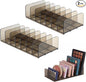 2 Pack Acrylic Makeup Palette Organizer, 7-Section Eyeshadow Palette Organizer Holder, Small Smoky Clear Cosmetic Display Storage for Drawer Vanity Countertop