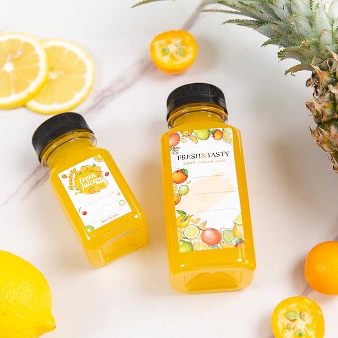 TOMNK 100pcs 4oz Juice Bottles, Reusable Small Shot Bottles with Lids, Labels, Funnel and Brush Beverage Containers for Juicing, Ginger Shots, Milk and Beverages