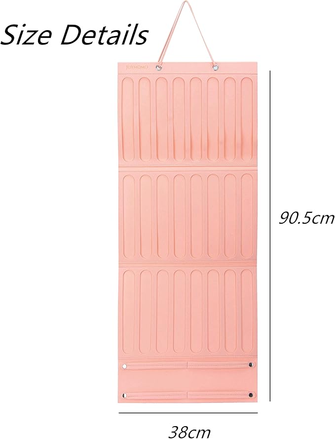 Girly Pink Hair Accessory Organizer - Holder for Girls' Hair Bows, Clips, Ties & Scrunchies - Foldable Wall Mount Storage Caddy