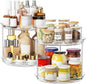 2 Pack 2 Tier Lazy Susan Organizer, 9.25'' Lazy Susan Turntable for Cabinet, Stackable Turntable Organizer Rotating Spice Rack Organization for Kitchen Countertop, Pantry, Bathroom, Clear