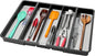madesmart Expandable Utensil Tray, 8 Compartment Organizer for Forks, Knives & Spoons, Deep Storage for Ladles, Whisks & Serving Tools Non Slip, Soft Grip Base, Expands to Fit Most Drawers, Carbon