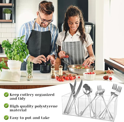 Rainmae Large Cutlery Storage Organizer, Plastic Cutlery Utensil Holder Storage Organizer Caddy for Kitchen Countertop Organization, Holds Fork, Knife, Spoon, Silverware Tableware Storage Box