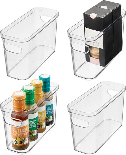 iDesign Plastic Pantry Bin for Kitchen Organizing - Storage Bin with Handles - Set of 4 - Clear