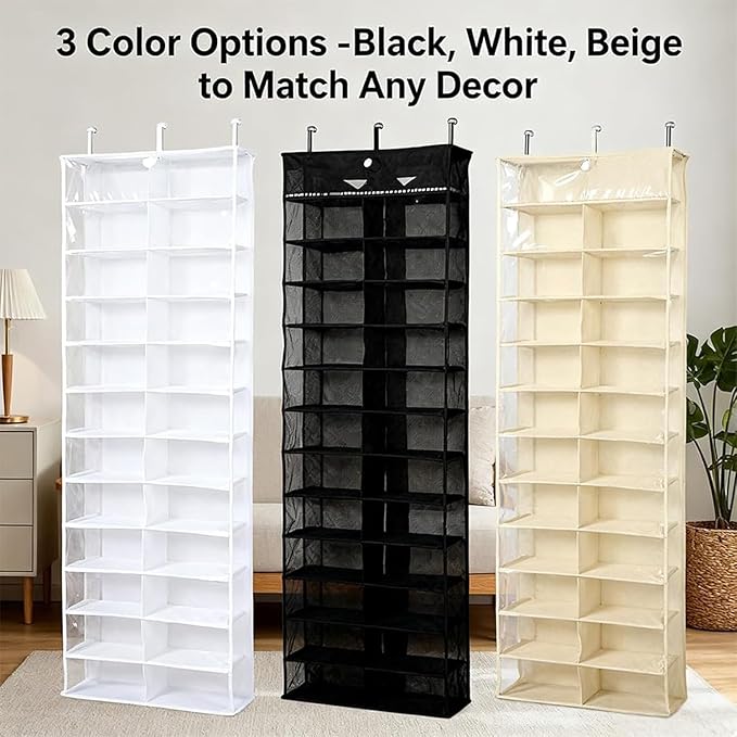 Hoodie Organizer Ideas,Hoodie Sweatshirt Storage Hack with Clear See,Hoodie Sweatshirt Organizer over the Door,26 Pockets Folding Hanging Door Closet,63" X 22" Foldable Behind the Door Organizer (#A)