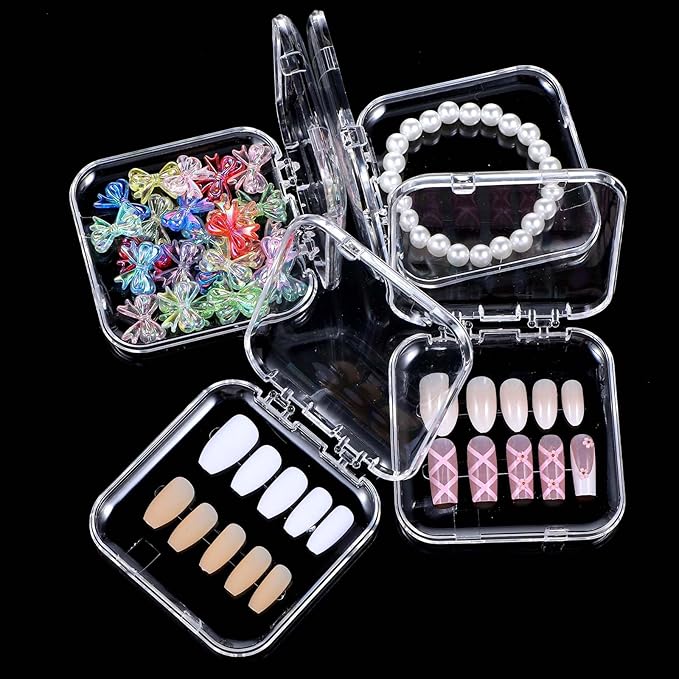 30pcs Press on Nail Storage Box with 60 Pcs Adhesive Double Sided Tape Acrylic Nail Display Boxes Artificial False Nail Box Organizer Fake Nail Case Transparent Nails Packaging Boxes for Nail Salon