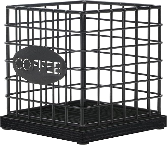 YINMIT K Cup Holder Organizer, Sturdy Coffee Pod Holder Organizer, 35 Kcup Large Capacity Storage Basket for Kitchen Counter and Office Desktop (Black-Square)