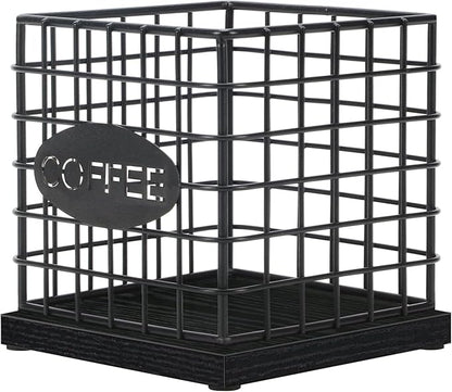 YINMIT K Cup Holder Organizer, Sturdy Coffee Pod Holder Organizer, 35 Kcup Large Capacity Storage Basket for Kitchen Counter and Office Desktop (Black-Square)