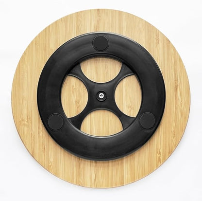 Bamboo Lazy Susan Turntable Organizer 10", Decor Your Kitchen with Elegant Engraved Patterns, Effortless Spinning with Big Roller, Ideal for Cabinet, Pantry, Countertop, and Table Organization