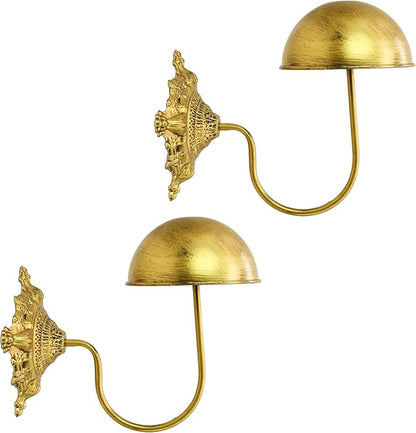 Owlgift Rustic Gold Wall Mounted Hat Holder Set of 2 – Vintage Style Iron Cap Rack with Dome Top for Hats, Helmets, Wigs & Scarves – Decorative Wall Hook for Entryway, Home, Cafe, or Boutique