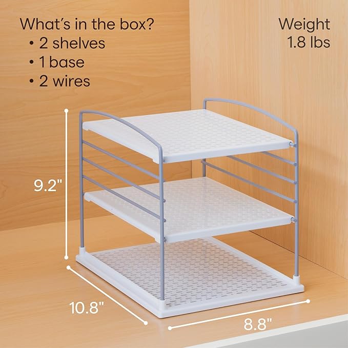 YouCopia UpSpace Adjustable Box Organizer for Foil Wrap and Kitchen Cabinet Storage, Original, White