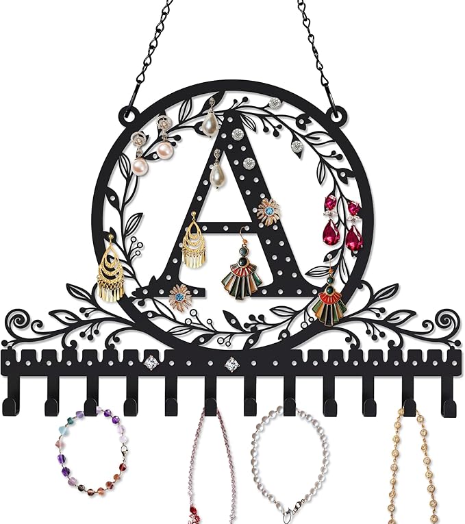 Wall-Mounted Metal Earring Holder Hanging Jewelry Organizer for Earrings and Necklaces Space-Saving Wall Display with Hooks for Jewelry Storage (jewelry stand A)