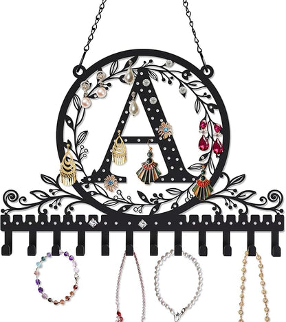 Wall-Mounted Metal Earring Holder Hanging Jewelry Organizer for Earrings and Necklaces Space-Saving Wall Display with Hooks for Jewelry Storage (jewelry stand A)
