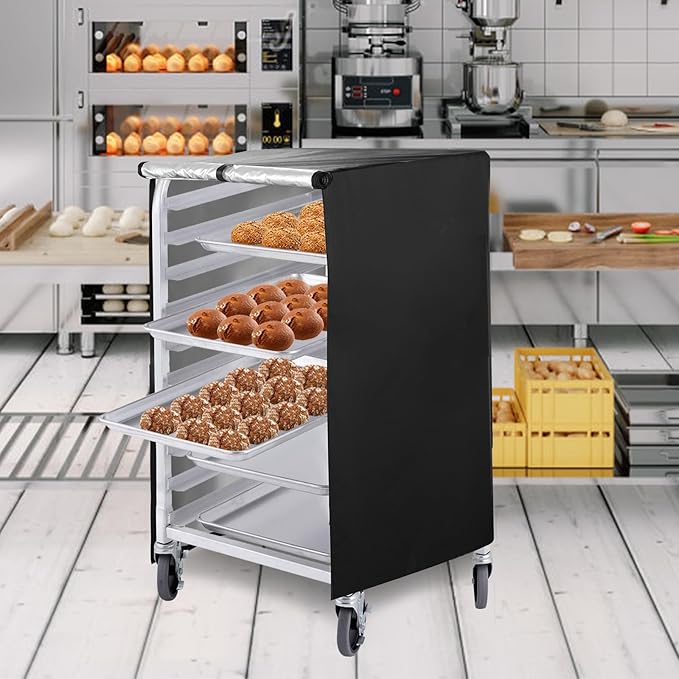 Black 10tier 23"X28"X32" Sheet Pan Rack Cover With Zipper, Ventilated, Oxford Cloth, For Baking, Cooking