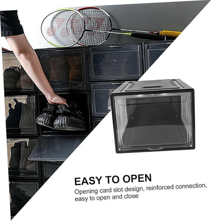 Transparent Stackable Sneaker Shoe Box with Clamshell Design Acrylic and PP Plastic Organizer for Men and Women Easy-open Display Case for Household Shoe Storage and Practical