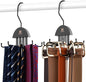 ZEDODIER 2 Pack Tie Hanger & Belt Organizer, Rotatable Tie Rack Space Saving Tie Holder with 16 Adjustable Hooks for Closet Organizers and Storage, Sturdy Belt & Tie Collection Storage, Black