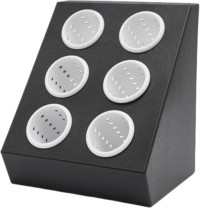 6-Compartment Plastic Utensil Holder，Flatware Cylinder Storage Caddy for Kitchen, Bars, Coffee Shops, Restaurants, Hotels