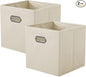 ShellKingdom Storage Bins, Foldable Fabric Storage Cubes And Cloth Storage Organizer Drawer with Metal Handle For Closet And Toys Storage, 11 X 10.5 X 10.5 INCH, 2 Pack (Beige)