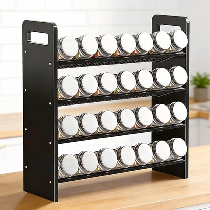 Nieifi Black Spice Rack Rustproof,without Seasoning Jars,4-Tier ABS Plastic Spice Rack Organizer for Countertop and Cabinet,Thickened Corrosion-Resistant-Tiered Spice Rack Kitchen Accessories