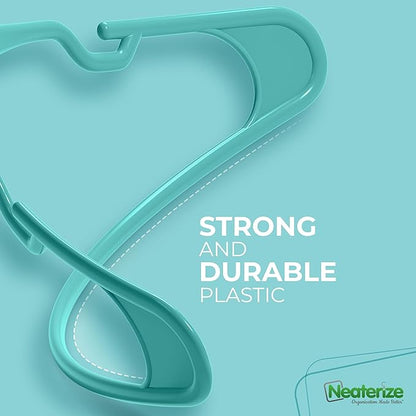 NEATERIZE Clothes Hangers Plastic 20 Pack for Adults - Plastic Hangers, The Perfect Coat Hanger and Space Saving Clothes Hangers for Closet, Percheros Ganchos para Colgar Ropa Hangars - Aqua Hangers