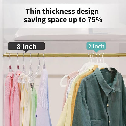 30 Pack White Velvet Hangers, Ultra Slim Non-Slip Felt Coat Suit Hangers with Space Saving 360° Swivel Hook, Modern Clean Look for Closet Organization