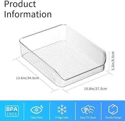 Ettori 2 Pack Water Bottle Organizer Refrigerator Organizer Bins and Clear Storage Bins for Fridge, Freezer, Cabinet, Cupboard, Pantry Shelf, BPA-Free