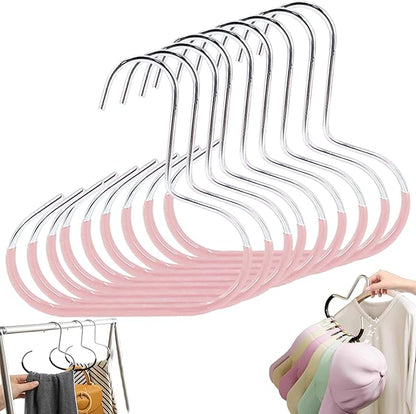 Durable Steel Hangers: Maximize Closet Space with Versatile Storage, Multifunctional Stainless Steel Hat Hangers, Heavy Duty Space Saving Closet Organizer for Hats, Scarves, Belts (Pink,9PCS)