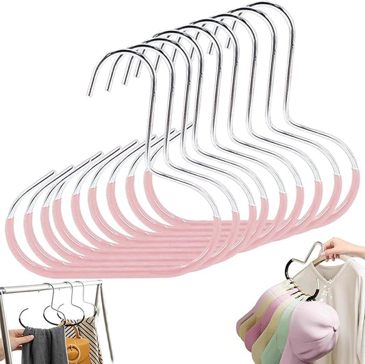 Durable Steel Hangers: Maximize Closet Space with Versatile Storage, Multifunctional Stainless Steel Hat Hangers, Heavy Duty Space Saving Closet Organizer for Hats, Scarves, Belts (Pink,9PCS)