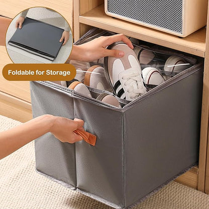 Shoe Storage Bag with Transparent Cover and Sturdy Handles, Ideal for Closet Organization, Stores Sneakers, Sandals, Slippers, Holds Up to 6 Pairs