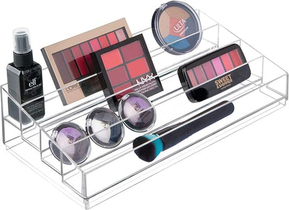 iDesign Tiered Cosmetics & Nail Polish Organizer, The Clarity Collection – 12.75 IN X 6.5IN X 3.75 IN, Clear (Pack of 4)