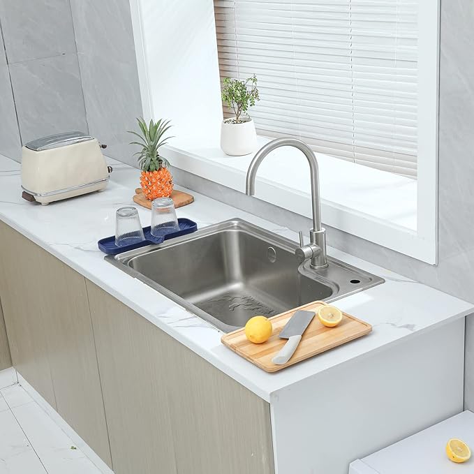 MicoYang Silicone Bathroom Soap Dishes with Drain Spout-Kitchen Sink Organizer,Sponge Holder,Dish Soap Tray,Perfect for Dispenser,Scrubber,Bottle,Cup on Sink or Counter-Navy Blue 12"×4"