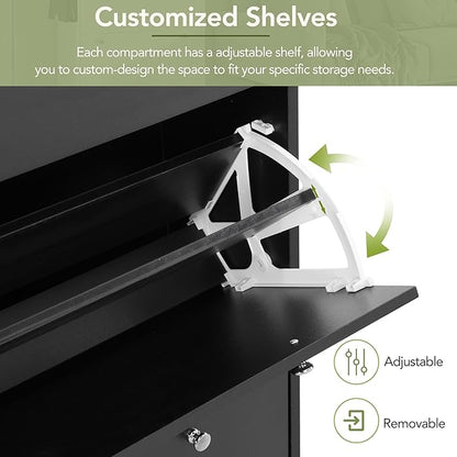 Contemporary Shoe Cabinet with 3 Flip Doors Free-Standing Wooden Shoe Rack Shoe Storage Organizer for Entryway Hallway Small Space (Black&Natural)