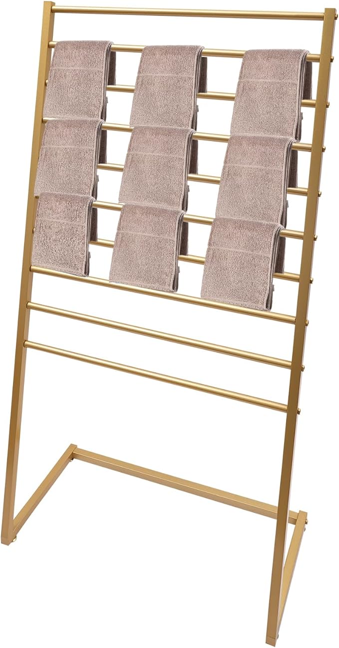 Scarf Display Stand, 10 Tier Metal Scarf Holder Organizer, Scarf Hanger Scarf Holder Scarf Organizer Belt Organizer Pants Rack Scarf Rack for Commercial Clothing Retail Store (Gold, 80cm)