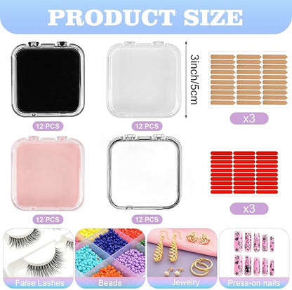 48 Sets Press On Nail Storage Box, Artificial Nail Display Case Acrylic Nail Boxes Press On Nail Packaging Box, Adhesive Double Sided Tape Nail Box for Nail Salon（4 Colors）