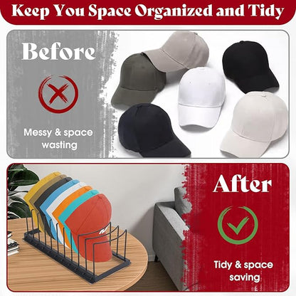 Outamateur Hat Organizer for Baseball Caps,Hat Holder for 10 Baseball Caps,Tabletop Hat Rack Stand,for Bedroom, Closet, Dresser, Office, Store, 2Pack