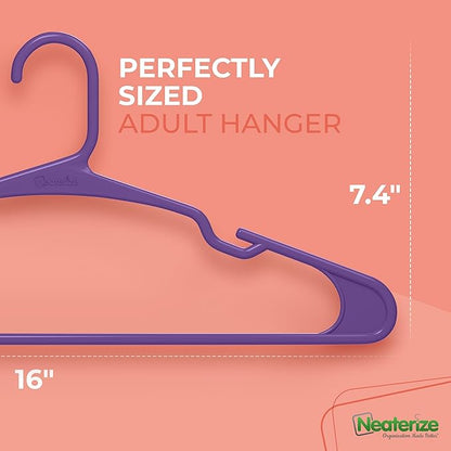 NEATERIZE Clothes Hangers Plastic 20 Pack for Adults - Plastic Hangers, The Perfect Coat Hanger and Space Saving Clothes Hangers for Closet, Percheros Ganchos para Colgar Ropa Hangars - Pink Hangers