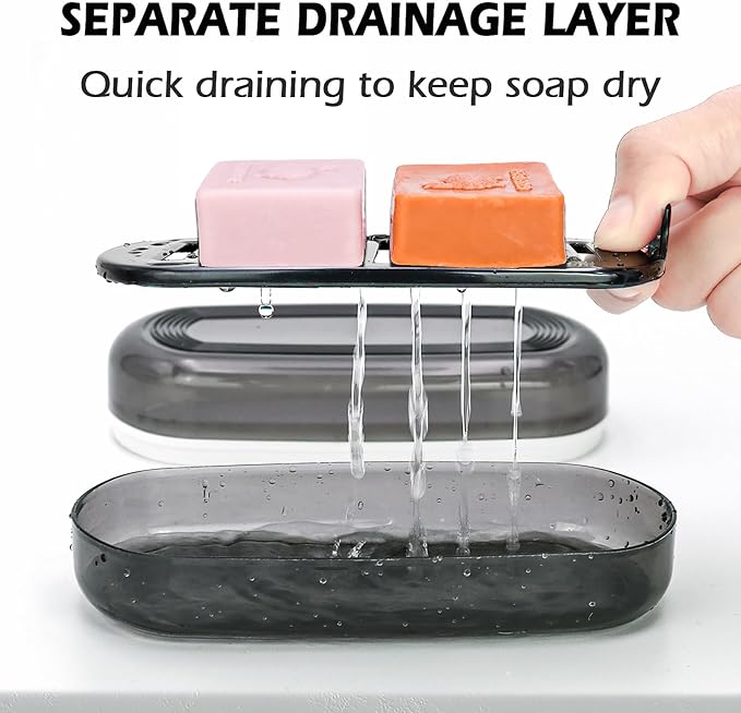 AIDIMMING Shampoo Bar Travel Case with Lid, Large Bar Soap Holder, Shampoo and Conditioner Bar Container Perfect for Kitsch Bar Soap, Travel Soap Box for Traveling, Camping, Gym, Bathroom (Max,Black)