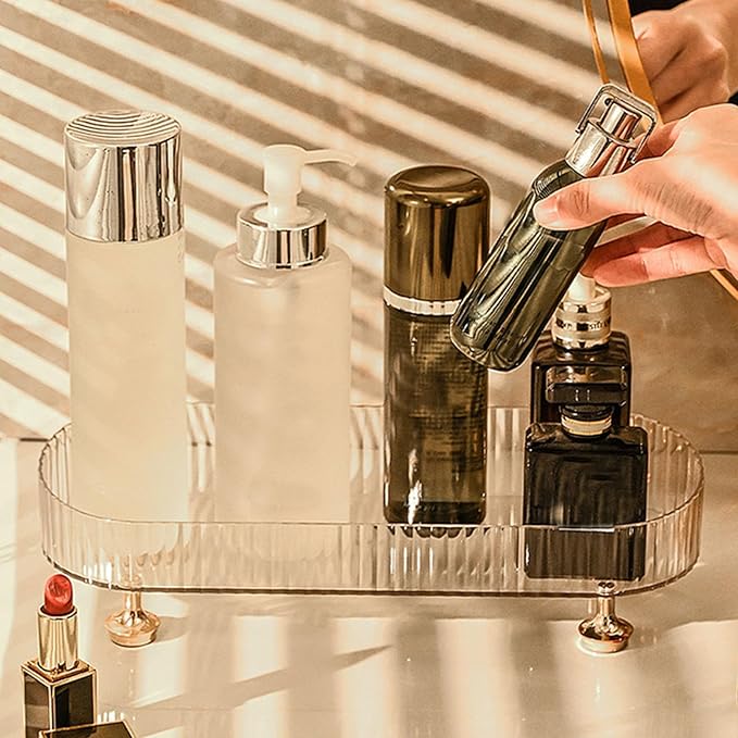 Makeup Perfume Organizer Tray, Small Bathroom Trays for Counter, Decorative Perfume Trays for Dresser, Vanity Make up Organizer Trays for Skincare and Cosmetics, Bathroom Tray Countertop