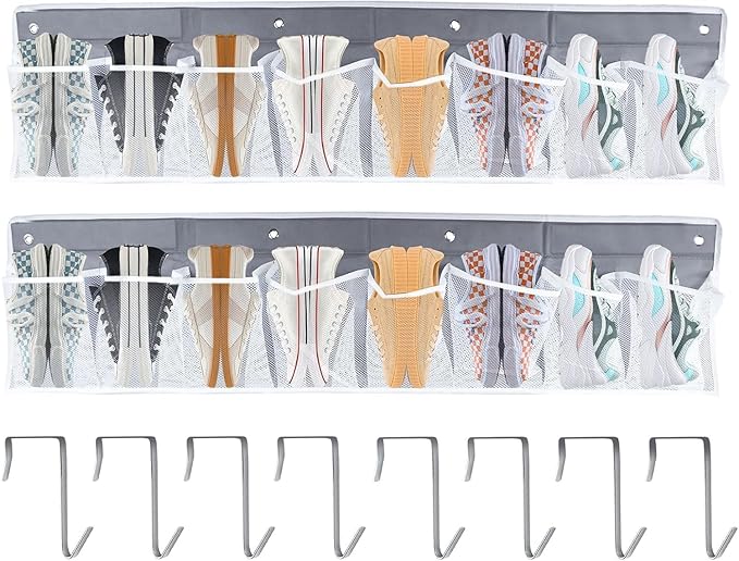 2 Pcs Rv Bedside Shoe Storage, 16 Large Pocket Wall-mounted Organizer, Hanging Caddy For Rv & Camper Shoes, Entryway Essentials, Space-saving Solution
