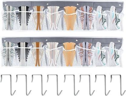 2 Pcs Rv Bedside Shoe Storage, 16 Large Pocket Wall-mounted Organizer, Hanging Caddy For Rv & Camper Shoes, Entryway Essentials, Space-saving Solution
