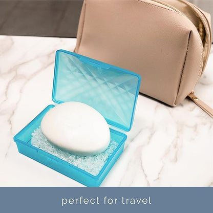 S&T INC. Bar Soap Holder for Kitchen, Bathroom, and Soap Dish, 4 Pack, Clear, 2.9 inches by 4.4 inches