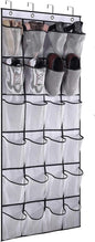 Shoe Rack for Closet Front Door Entrance Entryway Cabinet Hanging Organizer,Shoe Organizers Over The Door Bedroom Bathroom Space Saving Portable Clear 28 Pocket Mesh Breathable Hanger(White)
