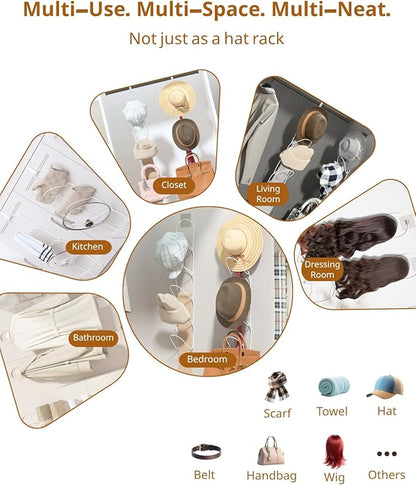 LINFIDITE 15 Pack Baseball Hat Rack Hanger Holder Organizer Multi Hook Wall Mounted Over Door Cap Display Storage Rack Cap Holder, Closet HangingStorage Rack w Hanging Hook White