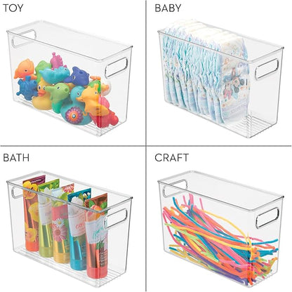 iDesign Slim Clear Plastic Bathroom Storage Bin, Tall Narrow Organizer for Lotions, Creams, and Toiletries